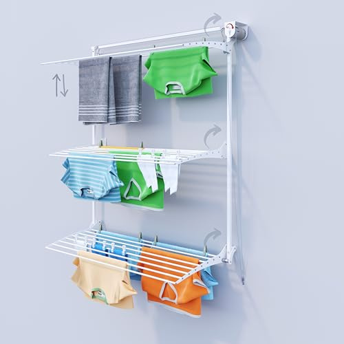 foxydry Tower Vertical Wall Airer - Wall Airer for Indoor and Outdoor Use (White Right, 128 cm / 50.4 in)
