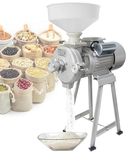 QUTBAG Macinino Elettrico Commerciale, Macinini per Cereali per Carichi Pesanti con Imbuto, Macinino per Cereali Asciutti e Bagnati, Macinino per Cereali Commerciale per Mangime, caffè, Cereali