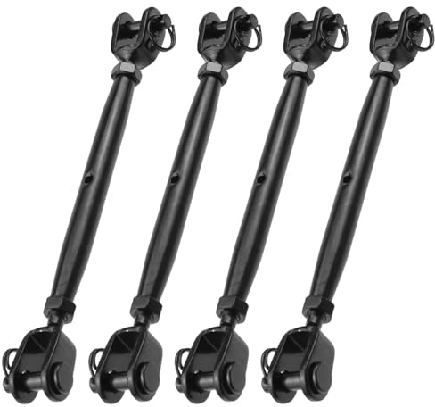 Antrader M6 Turnbuckle Jaw and Jaw Turnbuckle,Stainless Steel Turnbuckles,Black,4Pcs