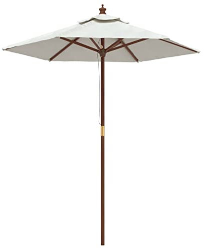 Homgoday Ombrellone da giardino con palo in legno, 196 x 231 cm, ombrellone da esterno per giardino, terrazza, balcone, spiaggia, piscina