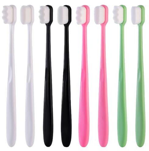 TRKETK 8 Pezzi Spazzolino da Dente Morbido Micro Nano Setole Extra Morbide 10000 per Gengive Fragili Adulti e Bambini