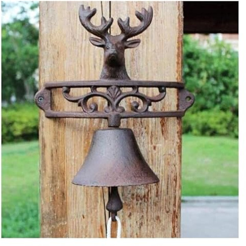 Türglocke Gusseisen, Wandglocke, Gusseisen Dinner Bell Antik Stil Wand montiert Metall Hirsch Glocke Garten Veranda