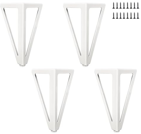 WZCMLJ 4 Stück Ersatz Möbelfüße weiß Metall, 6 / 15cm Möbelfüsse, DIY Möbel Füße Tischbeine Schrankfüsse, Bett für Stühle, Schrank und Sofa, andere Möbelbeine. (weiß, 15cm)