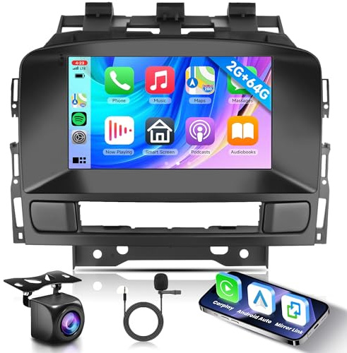 2G+64G Carplay Android Radio de Coche para Opel Astra J/Buick Excelle GT XT 2010-2014 7 Pulgadas Radio Coche 2 Din con Android Auto GPS Navi WiFi Mirror Link Bluetooth FM/RDS EQ/USB/SWC Cámara Trasera