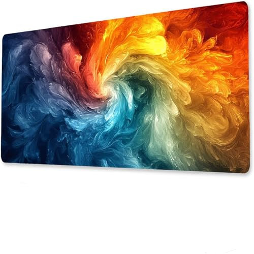 Bunt Mauspad, Große Strudel Schreibtisch Matte, Gaming Mousepad XXL 800x400x4mm, Anime Gaming Tastatur Matte, rutschfeste Gummibasis, Wasserdicht deskmat, Geeignet für den Heim- Bürogebrauch. K-9