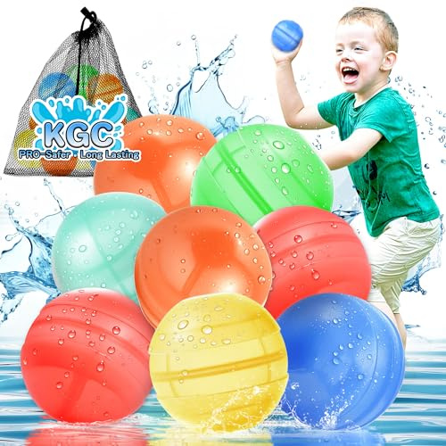 8 Stück Silikon Wasserbomben Wasserballons Wiederverwendbar Mit 1 Mesh Bag, Reusable Water Balloons für Sommer, Pool, Strand, Garten, Outdoor