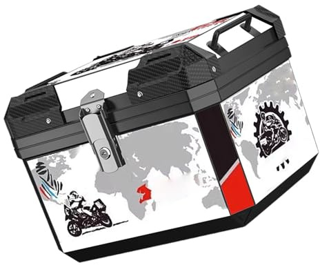 Duroecsain Scatola per baule da moto, rompicapo per moto, scatola posteriore del baule impermeabile, contenitore di stoccaggio di capacità 45L a prova di polvere per i bagagli di