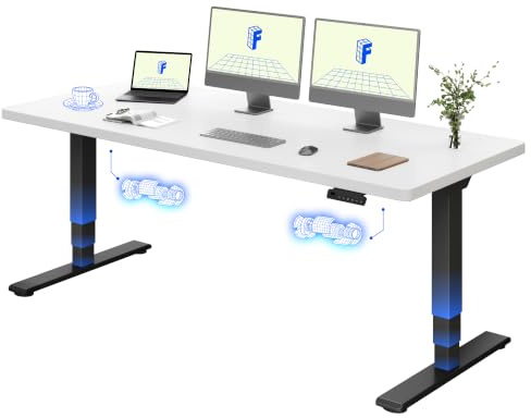 FLEXISPOT Höhenverstellbarer Schreibtisch mit Dualmotor 180×80 cm | 3-stufigem Gestell – Ergonomischer Standing Desk für Gaming, Multitasking & Büro, 100 kg Tragkraft (Weiß+Schwarz)