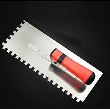 Left Front Toothed Trowel, Notched Spreading Trowel, Stainless Steel Flooring Trowel, for Brick, Stone, or Block installations(Square Teeth 10mm)