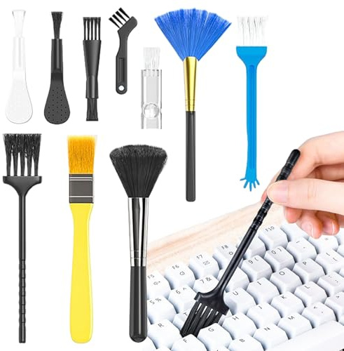 Pulitore per Tastiera Laptop - 10 Pezzi Spazzola per Computer,Spazzola Portatile Per Console Lavoro Casa Telefono Tablet Viaggio