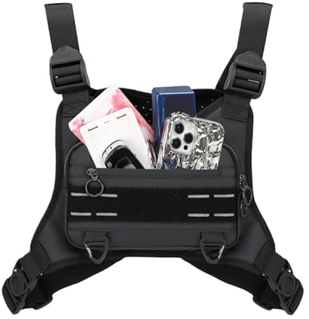 Bolsa Pechera Hombre - Mochila Pecho Portamóviles para Running - Bolso Impermeable Ajustable Portátil para Teléfono para Correr Ciclismo Viaje Senderismo Trabajo