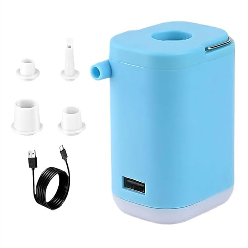 Mini pompe à air portable avec lumière, pompe à air portable pour gonflables, petite pompe électrique pour gonflables, pompe à matelas gonflable rechargeable pour camping, piscine, bouée de natation