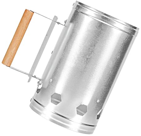 Gogogmee BBQ Tool Kaminanzünder Holzgriff Langlebiger Hitzebeständiger Holzkohle Anzündkamin für Grill Camping und Kaminofen Schnelles Anzünden durch Große Luftventile
