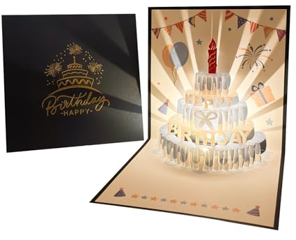 3D Popup Geburtstagskarte,3D Pop-up-Karte mit Musik und Licht - Postkarte Andenken Dekoration Für Freunde Kollegen