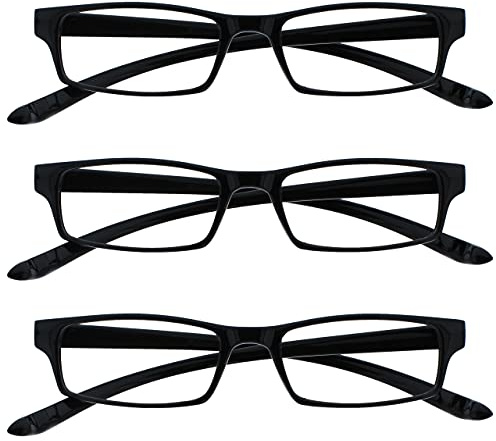The Reading Glasses Company Die Lesebrille Unternehmen Schwarz Nacken-Leser Wert 3er-Pack Herren Damen Federscharniere RRR20-1 +2,00