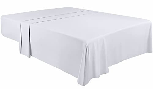 Utopia Bedding - Flach Laken ohne Gummizug - 167 x 243 cm - Oeko-TEX Zertifiziert - Weich Gebürstetes Polyester – Mikrofaser – Flaches Blatt – Weiß