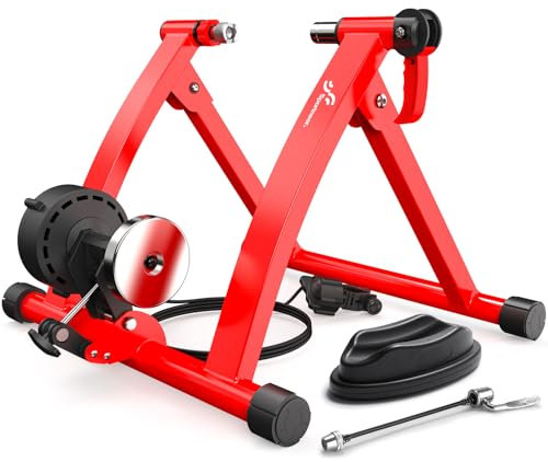 Sportneer Rollentrainer Fahrrad Rollentrainer Indoor mit 6 Widerstandseinstellungen Trainingsständer Klappbarer Stahlrahmen Magnetischer Ständer mit Geräusch Reduktions Rad für Mountainbikes