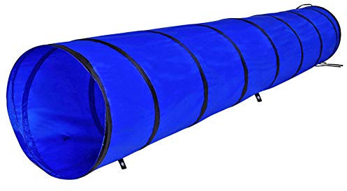 lionto Outdoor Tunnel robust für große & kleine Hunde, 300x50 cm, Faltbarer Spieltunnel für Kinder mit Heringen aus reißfestem Material, standhafter Agility Tunnel mit praktischer Tragetasche, blau