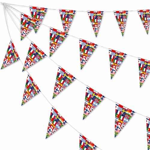 WM 2026 Wimpelkette Länder der Welt 3,5m – Internationale Flaggen Girlande aus Starkpapier – Beidseitig Bedruckte Partydeko für Fußball WM Länderparty Gartenparty – Made in Germany
