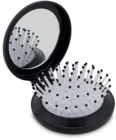 K-Pro Spazzola per Capelli con Specchietto - Pieghevole e Portatile per Borsetta