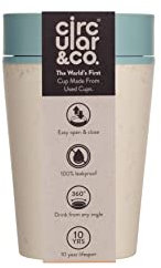 Circular and Co Leakproof Reusable Coffee Cup 8oz/227ml - The World's First Travel Mug Made from Recycled Coffee Cups, 100% Leak-Proof, Sustainable & Insulated. (Cream & Faraway Blue)
