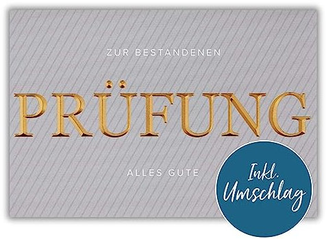 bsb Karte zur bestandenen Prüfung 11,5 x 17,0cm - hochwertige Herzlichen Glückwunsch Karte mit gold Schrift & Umschlag - Prüfung bestanden Karte mit Umschlag - Glückwunschkarte zu jedem Anlass