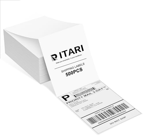 Itari Etichette termiche 4x6 per spedizioni termiche dirette, confezione da 500 etichette a ventola, con perforazioni, di grado commerciale