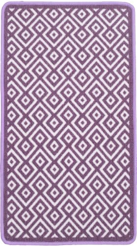 SrS Rugs® Riviera Kitchen Door Mat Hallway Runner Diamond Design Machine Washable Rug (57cm x 180cm, Purple Heather)