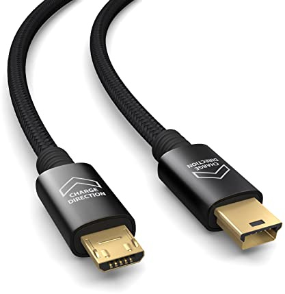 PAXO 1m OTG USB Verbindungskabel, MICRO-USB auf MINI USB Kabel, lädt USB MINI Geräte, Datenkabel, Ladekabel, USB 2.0, schwarz
