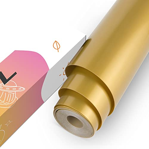 YRYM HT Vinylfolie Plotter 30.5cm x 427cm Selbstklebende Vinylfolie Plotter Rolle für Cricut, Cameo Cutter, Glossy Gold Selbstklebendes Vinyl für Schilder, Scrapbooking, Craft, Stanzen