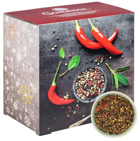 Corasol Premium Chili & Pfeffer Adventskalender 2025 mit 12 Chili & 12 Pfeffersorten, die Gewürz Gourmet Geschenkidee für Männer (149 g)