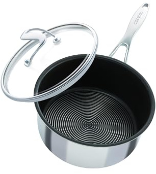 Circulon SteelShield C Series Stainless Steel Saucepan 20cm / 2.8L - Induction Saucepan with Lid with Hybrid Non Stick, Metal Utensil Safe & Dishwasher Safe Cookware