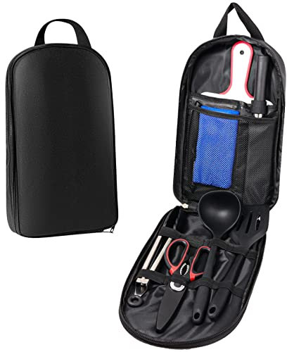 Bakecat Camping Cooking Utensils Set, 9Pcs Camping Kitchen Utensils Organizer Travel Set, Black (Upgrade-Silicone)