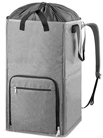 Laundry Backpack Bag, Bukere Extra Large 2 in 1 Laundry Hamper Basket for College Students Dorm Essentials, Adjustable Shoulder Straps, Freestanding Laundry Bag