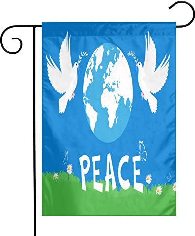 Gartenfahne Fahne Friedenstaube Blau klein 30 x 45 cm Flagge Friedenstaube Klein Friedenstaube Flagge Friedensfahne mit Taube Hofdekoration Garten Dekorative Fahnen Flagge Peace Außenbanner Flagge