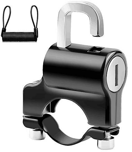 Serrure De Casque De Moto Antivol Guidon Verrouillage De Casque Avec Clés, Pièces De Cadenas De Sécurité Pour 22mm-24mm Guidon De Moto(Avec Corde De Rappel)