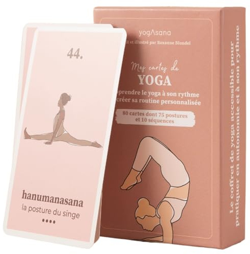 Yogasana Jeu de Carte français 80 Cartes - Hatha Vinyasa - Tous Niveaux - Guide de séquences pour se perfectionner en autonomie - 75 Postures