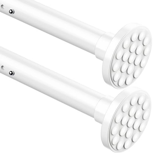 Aiitomg 2Stücke Gardinenstange Extra Länge Duschstange ohne Bohren Teleskopstange Vorhang Ausziehbar Gardinenstange für Badezimmer,Schlafzimmer Weiß(205-260CM Φ32mm)
