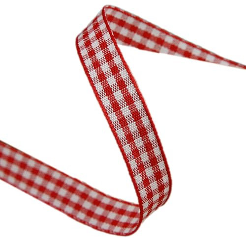 Whakano Gingham Seidenbänder Baumwollband,Stoffband Geschenkband Schleifenband,Bastelband,für Haar-Accessoires,DIY-Geburtstag,Party,Weihnachten,Dekoration,Nähen,Rot,15 mm breit,50 Yards lang