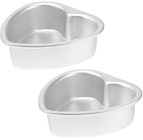 HAKIDZEL Moldes Para Pasteles De Corazón 10 Cm, Aleación De Aluminio Fondo Desmontable, Antiadherente, Compactos y Reutilizables, Para Repostería Casera y Decoración, Juego De 2 Unidades