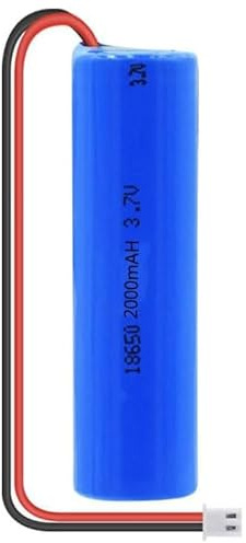 BaYte Batería Recargable de 3,7 V 2000 mAh, batería de Iones de Litio 18650, batería Recargable con Cable DIY, con Enchufe XH 2P, 1 Unidad