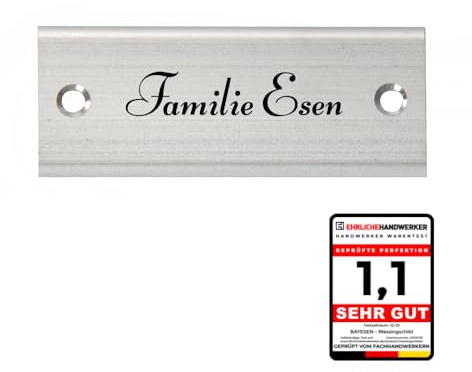 Premium Aluminium Münchner Klingelschilder: Schilder mit den Maßen 50 x 20 mm und einem Lochabstand von 39, 40, 41 mm