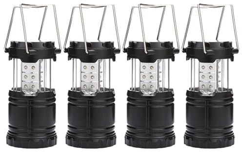 [Paquete de 4] Iluminación de emergencia para cortes de energía | Luz de camping alimentada por pilas | Linterna LED de camping luces de emergencia para el hogar | Lámpara impermeable que funciona con