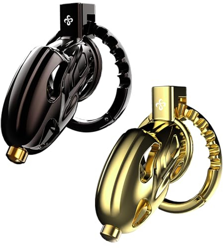 Lmgoc Edelstahl einstellbare Größe Keuschheitskäfig Metall Peniskäfig Mit Harnröhre Dilator Herren Sklave Cock Cage SM Fetisch Extrem Penis Bondage Hohldesign Atmungsaktiv Penis (Gold)