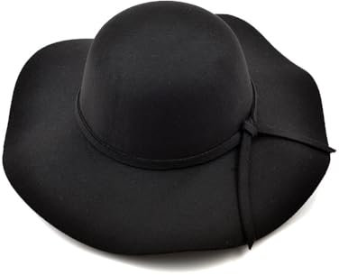 Upstore Faltbarer Fedora-Hut für Damen, breite Krempe, Kuppelhut, Filz, Bowler-Hut, Schwarz , M