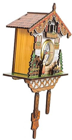 FUNOMOCYA Wanduhr Vogelhausform Haushaltsuhr Metall Holz Kunststoff Büro Wohnzimmer Schlafzimmer Dekorative Uhr Wandbehang Ornament Uhrwerk