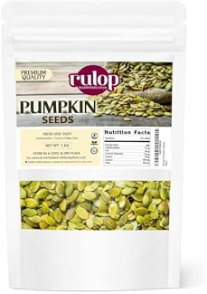 Rulop Pumpkin Seeds 1kg, Gluten Free and Vegan Approved Raw Pumpkin Seed Kernels with Protein, Fibre and Minerals (pack of 2)