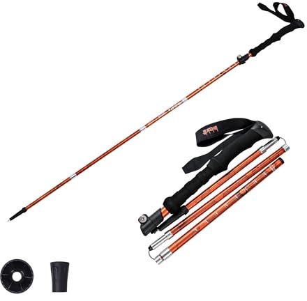 Trekkingstöcke Faltbare Wanderstöcke - Aluminiumlegierung 7075 Trekkingstöcke mit Schnellverschluss-System, Ultraleicht für Wandern, Camping (Gravel Gold)