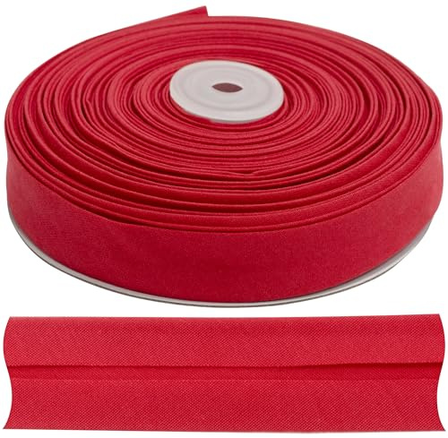 AERZETIX - C77430 - Rolle gefaltetes Schrägband zum Nähen 25 Meter x 18 mm - 20% Baumwolle und 80% Polyester - Farbe Rot