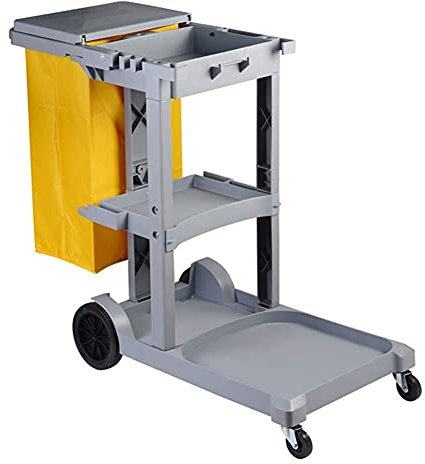 Janitorial Cart,Multifunctional Storage Trolley,Carts,Serving Cart Trolley Hotels Housekeeping Cart with Lid and Wheels, Commercial Traditional 3-Shelf Janitorial Cart for Cleaning Supplies